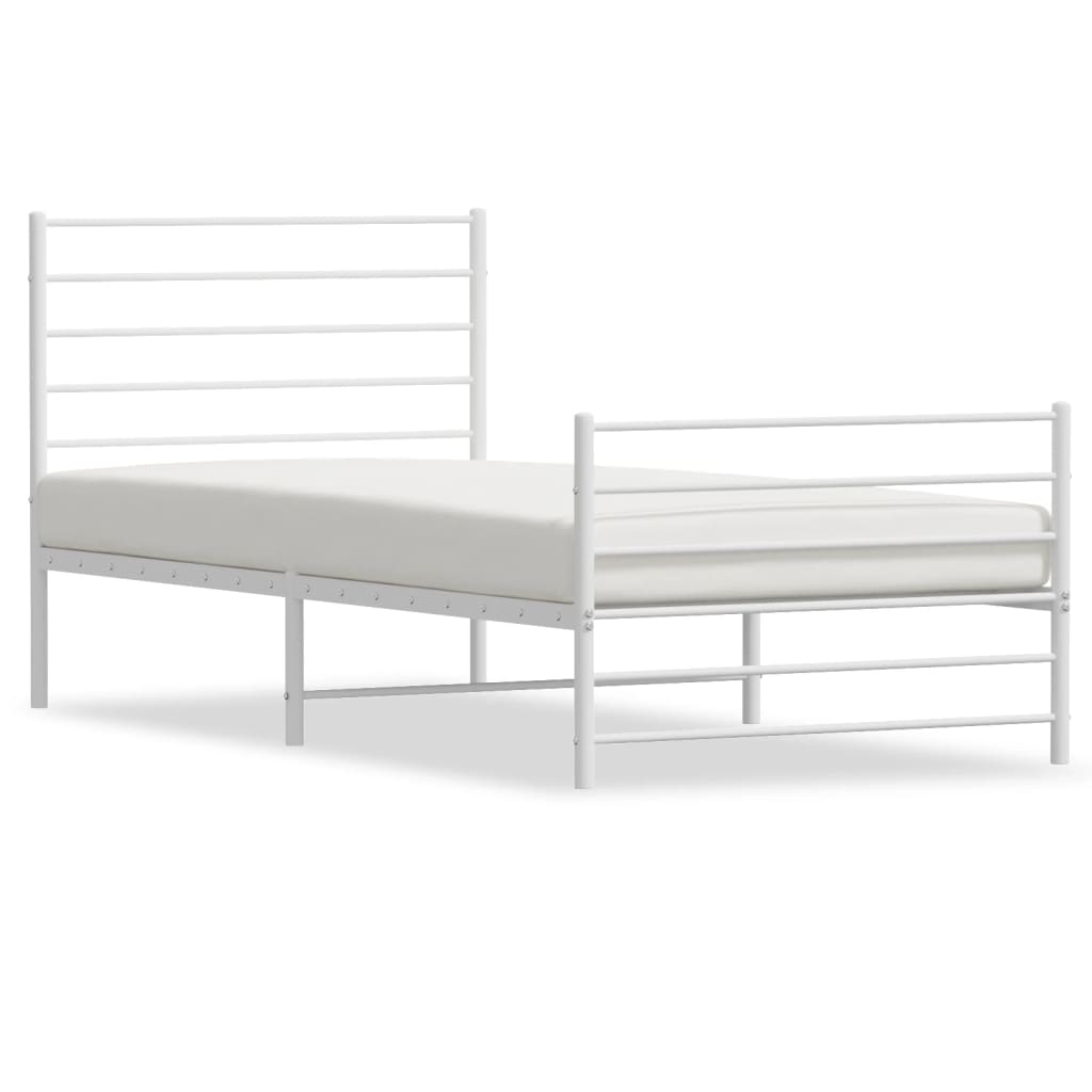 Metal Bed Frame without Mattress with Footboard White 107x203 cm King Single