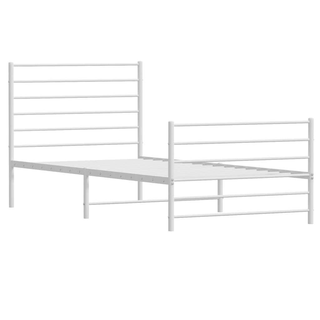 Metal Bed Frame without Mattress with Footboard White 107x203 cm King Single