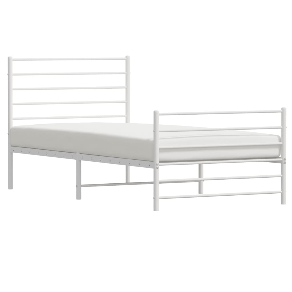 Metal Bed Frame without Mattress with Footboard White 107x203 cm King Single