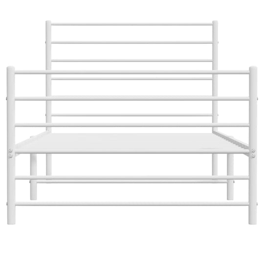 Metal Bed Frame without Mattress with Footboard White 107x203 cm King Single