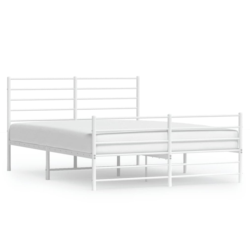 Metal Bed Frame without Mattress with Footboard White 150x200 cm