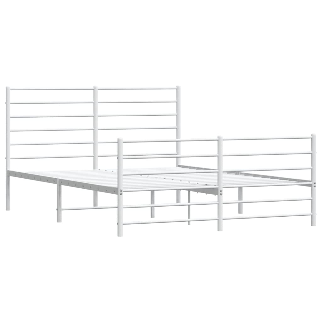 Metal Bed Frame without Mattress with Footboard White 150x200 cm