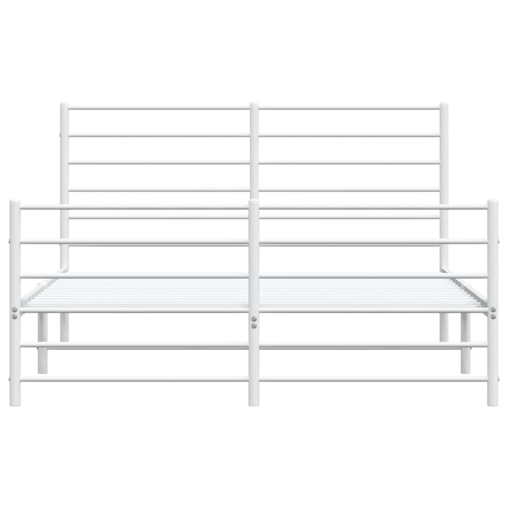 Metal Bed Frame without Mattress with Footboard White 150x200 cm