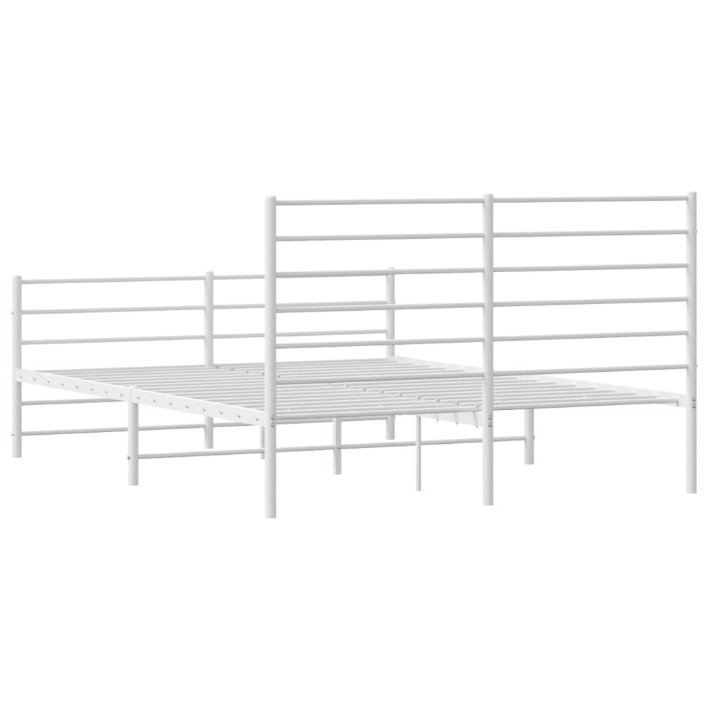 Metal Bed Frame without Mattress with Footboard White 150x200 cm