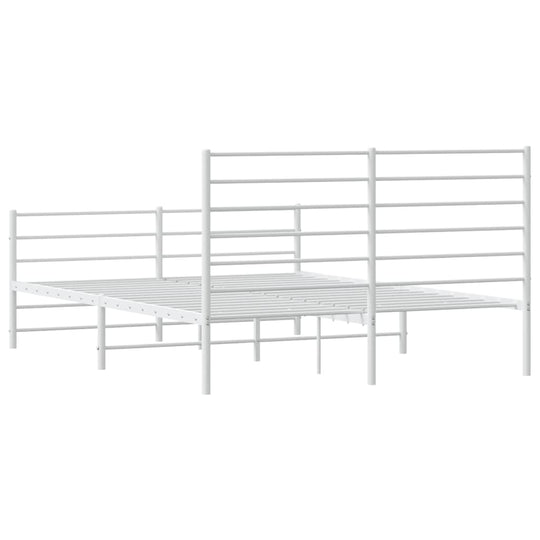 Metal Bed Frame without Mattress with Footboard White 150x200 cm