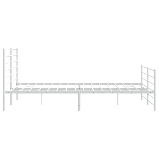 Metal Bed Frame without Mattress with Footboard White 183x203 cm King