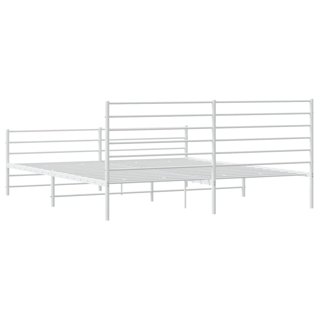 Metal Bed Frame without Mattress with Footboard White 183x203 cm King