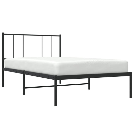 Metal Bed Frame without Mattress with Headboard Black 107x203 cm King Single