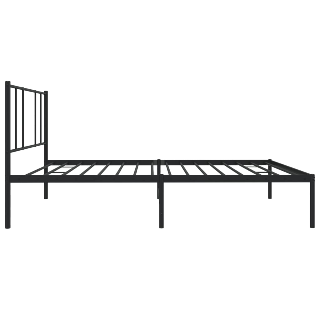 Metal Bed Frame without Mattress with Headboard Black 107x203 cm King Single