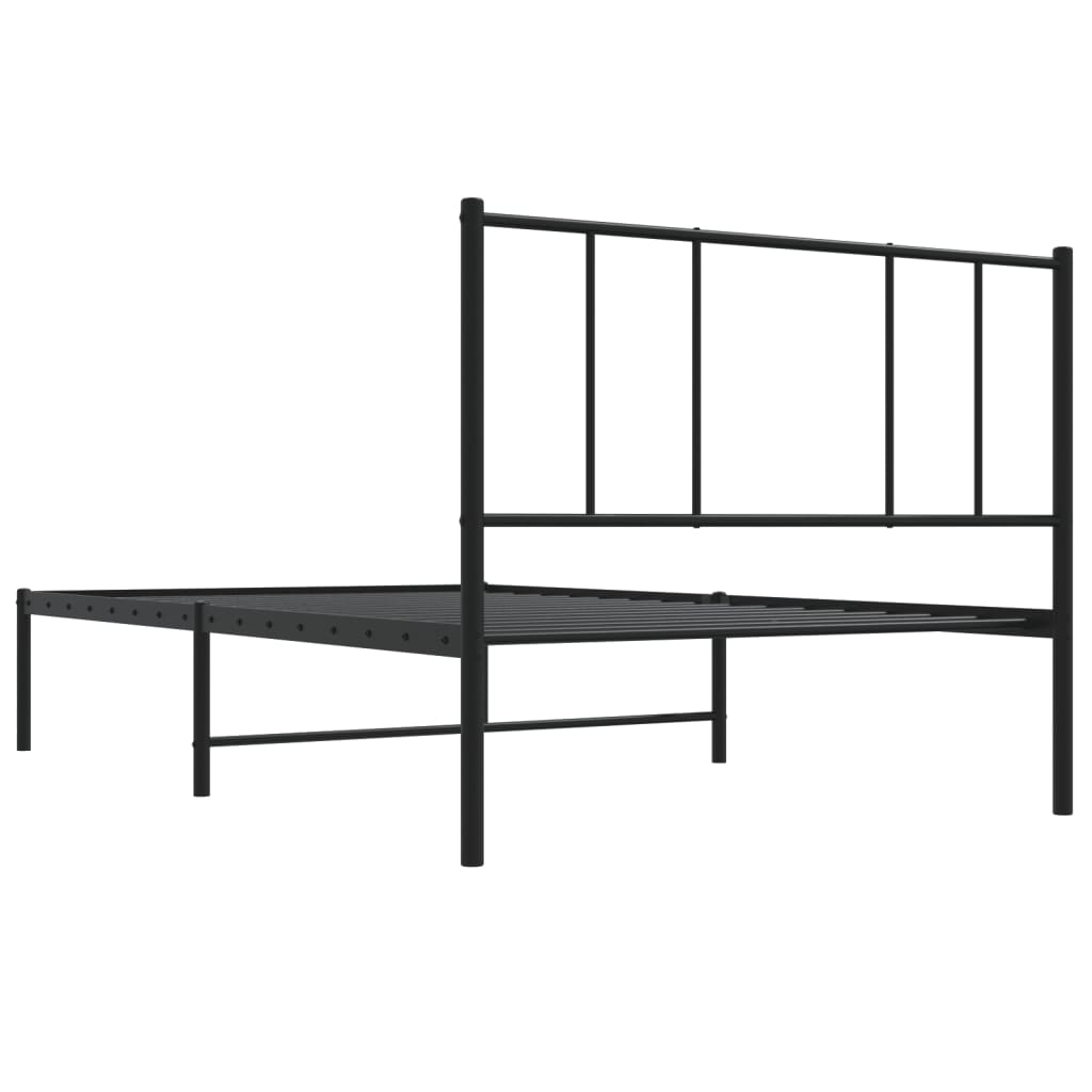 Metal Bed Frame without Mattress with Headboard Black 107x203 cm King Single