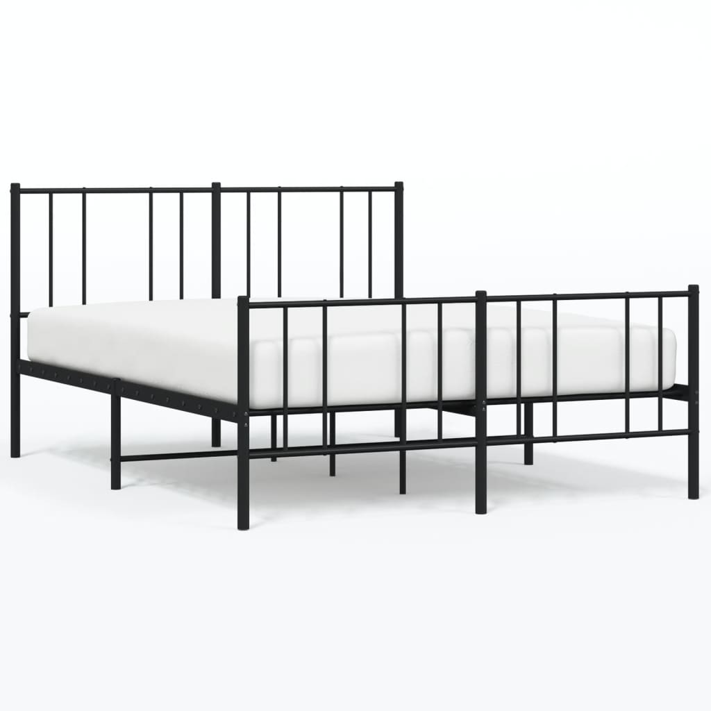 Metal Bed Frame without Mattress with Footboard Black 135x190 cm