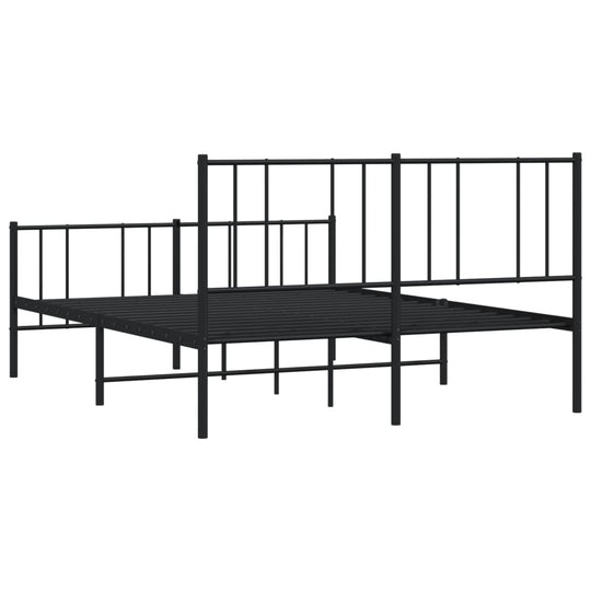 Metal Bed Frame without Mattress with Footboard Black 135x190 cm