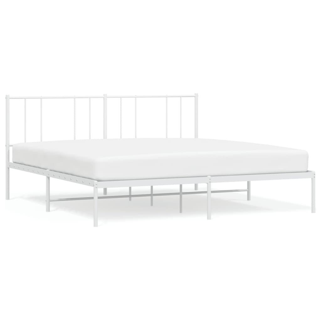 Metal Bed Frame without Mattress with Headboard White 183x203 cm King