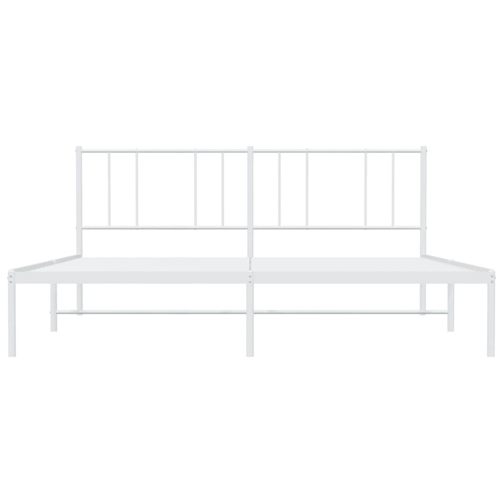 Metal Bed Frame without Mattress with Headboard White 183x203 cm King