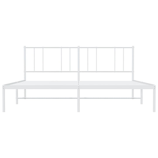 Metal Bed Frame without Mattress with Headboard White 183x203 cm King