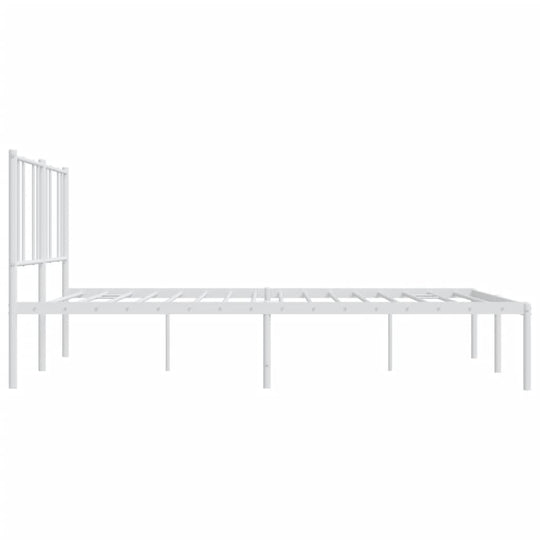 Metal Bed Frame without Mattress with Headboard White 183x203 cm King