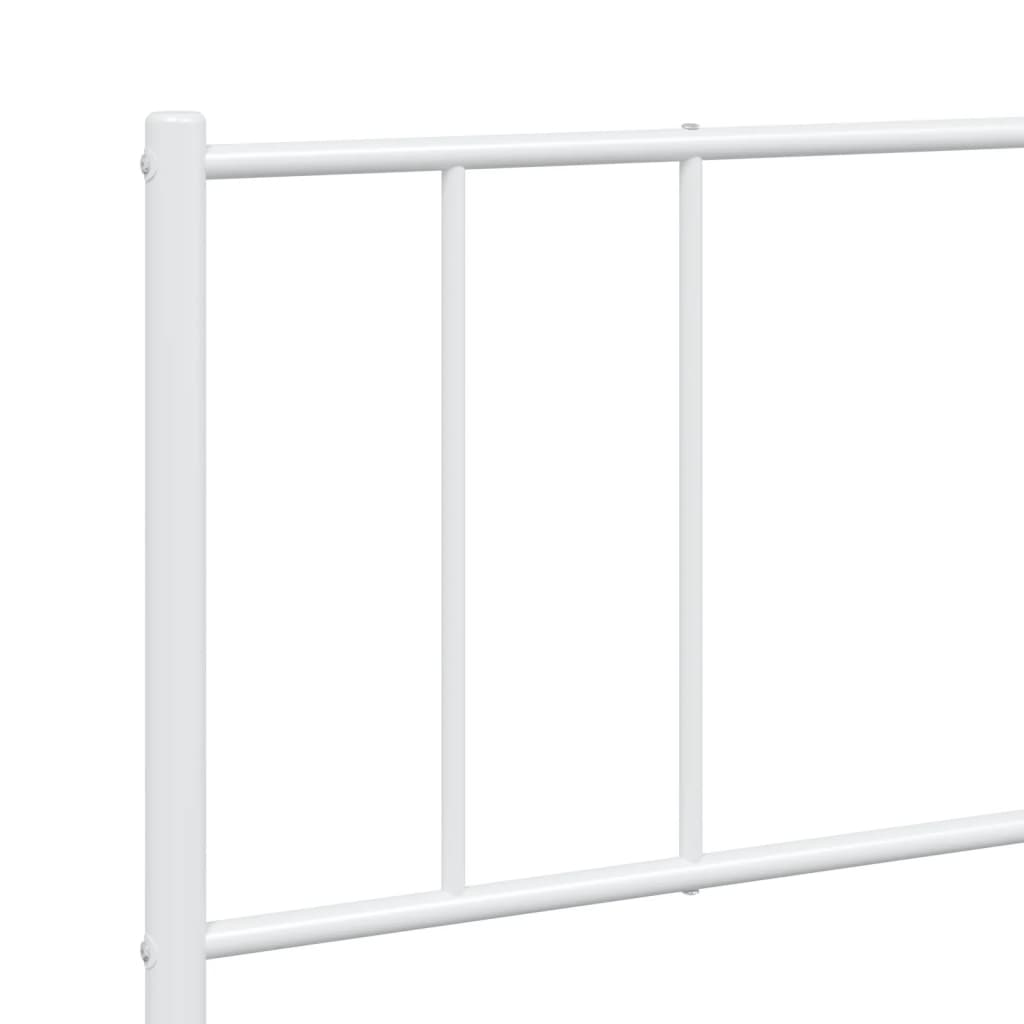 Metal Bed Frame without Mattress with Headboard White 183x203 cm King