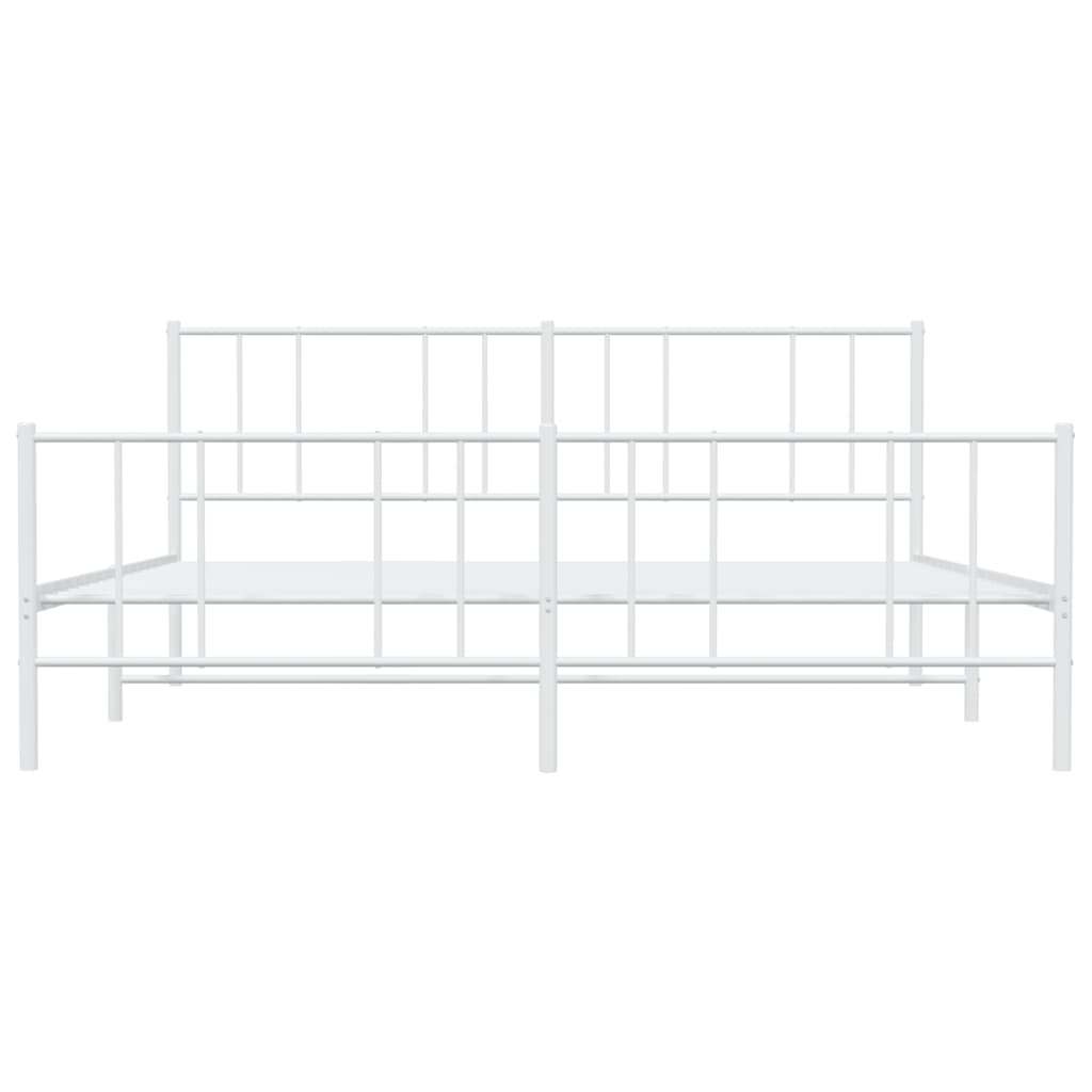 Metal Bed Frame without Mattress with Footboard White 183x203 cm King