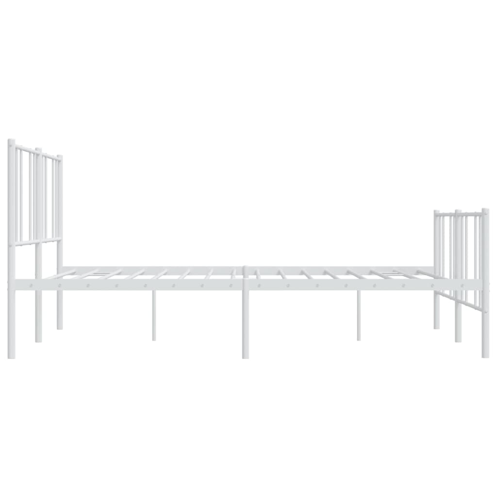 Metal Bed Frame without Mattress with Footboard White 183x203 cm King