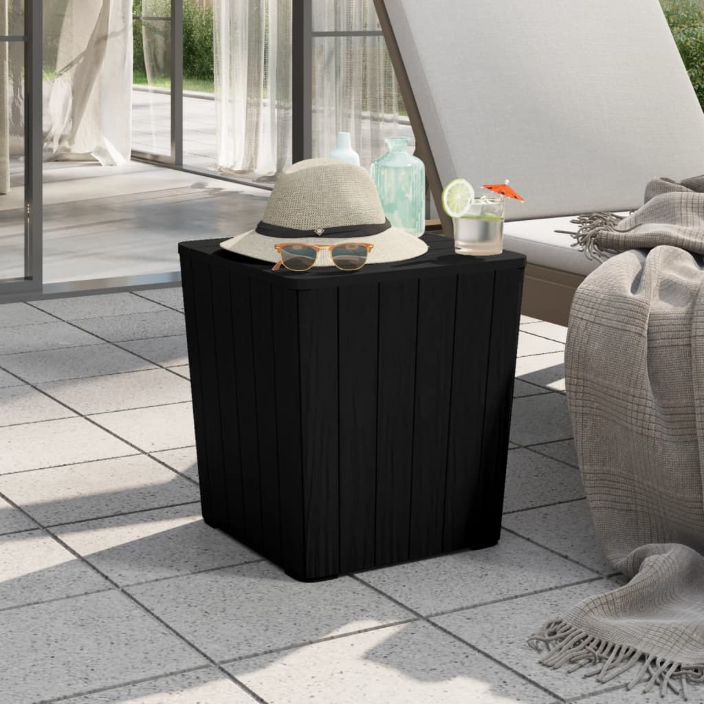 Garden Table with Removable Lid Black Polypropylene