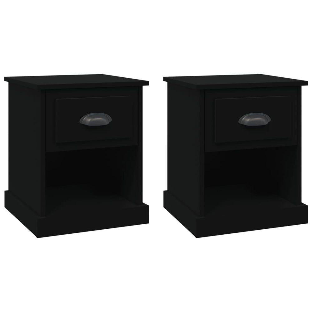 Bedside Cabinets 2 pcs Black 39x39x47.5 cm Engineered Wood