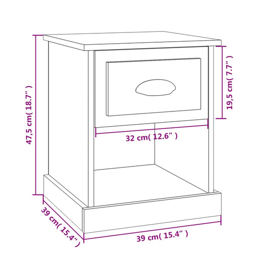 Bedside Cabinets 2 pcs Black 39x39x47.5 cm Engineered Wood