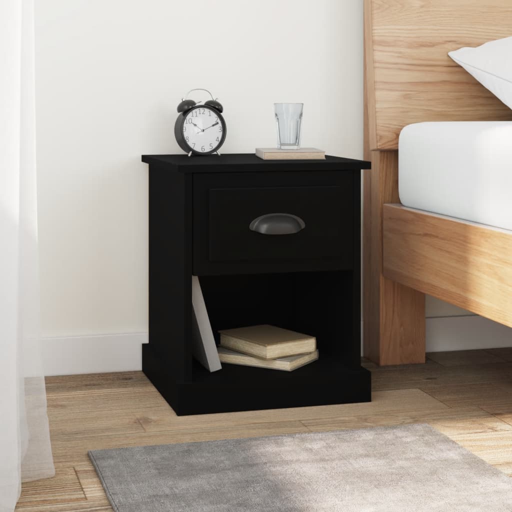 Bedside Cabinets 2 pcs Black 39x39x47.5 cm Engineered Wood