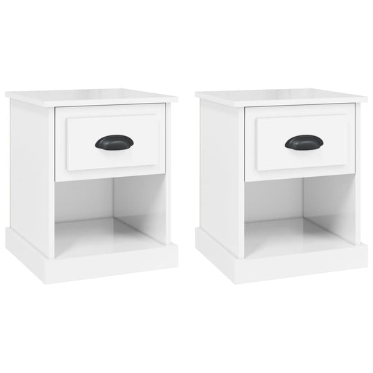 Bedside Cabinets 2 pcs High Gloss White 39x39x47.5 cm Engineered Wood