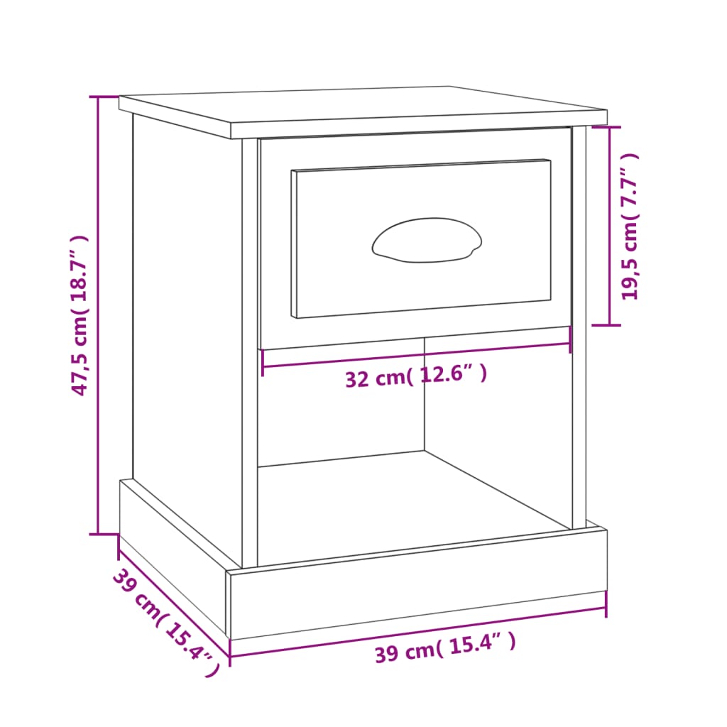 Bedside Cabinets 2 pcs High Gloss White 39x39x47.5 cm Engineered Wood