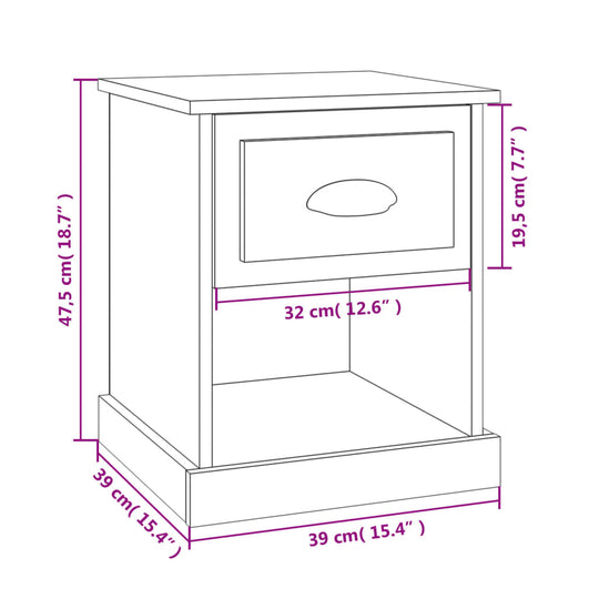 Bedside Cabinets 2 pcs Concrete Grey 39x39x47.5 cm Engineered Wood