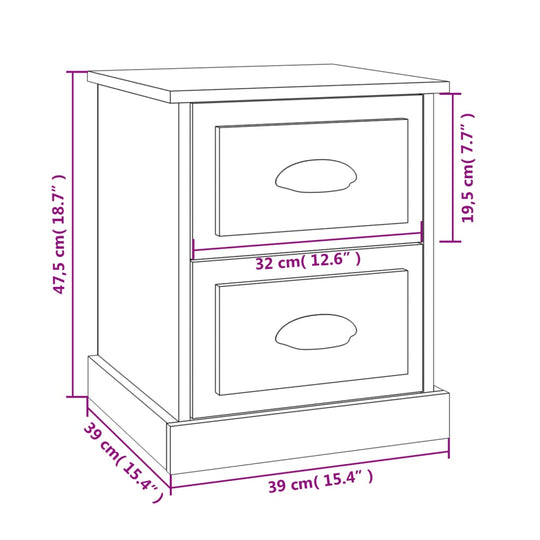 Bedside Cabinets 2 pcs Sonoma Oak 39x39x47.5 cm Engineered Wood