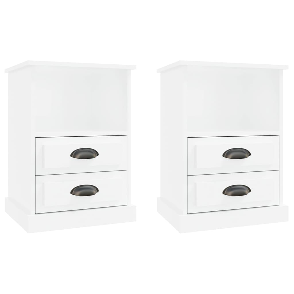 Bedside Cabinets 2 pcs High Gloss White 43x36x60 cm