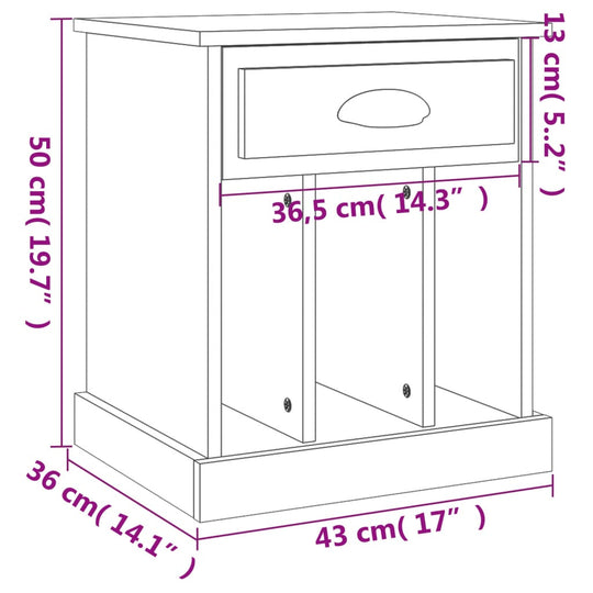 Bedside Cabinets 2 pcs White 43x36x50 cm