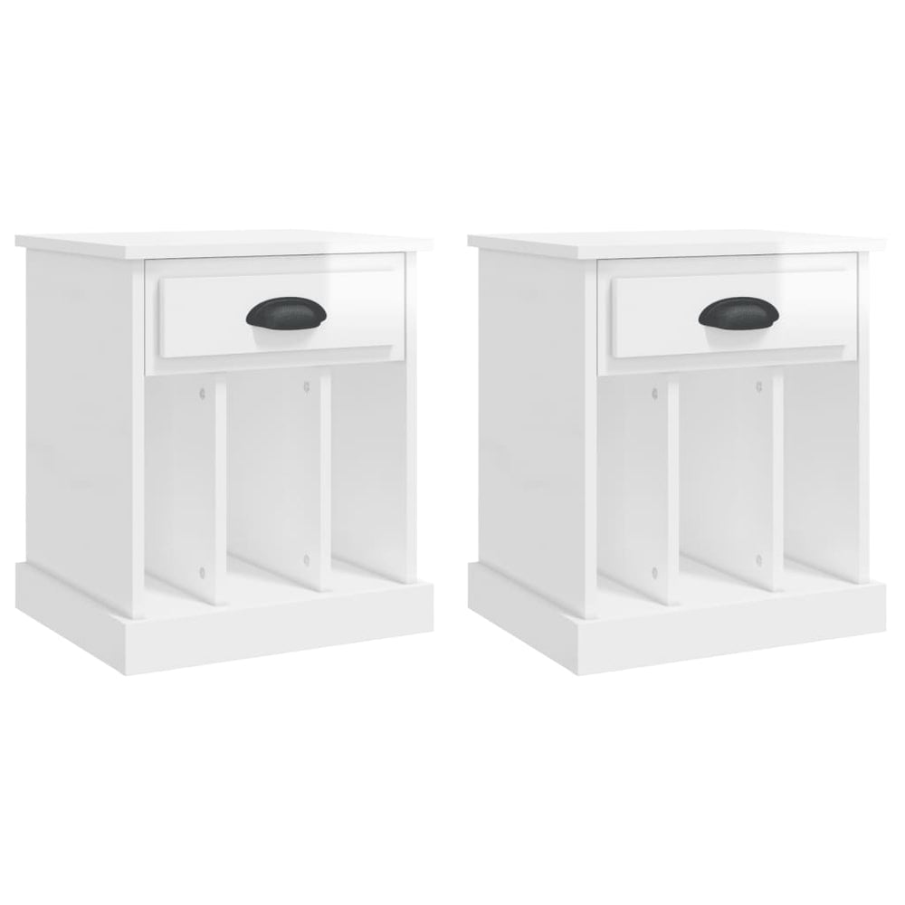 Bedside Cabinets 2 pcs High Gloss White 43x36x50 cm