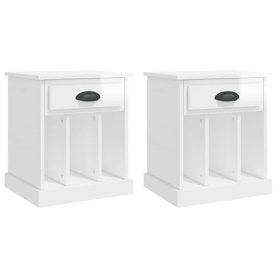 Bedside Cabinets 2 pcs High Gloss White 43x36x50 cm