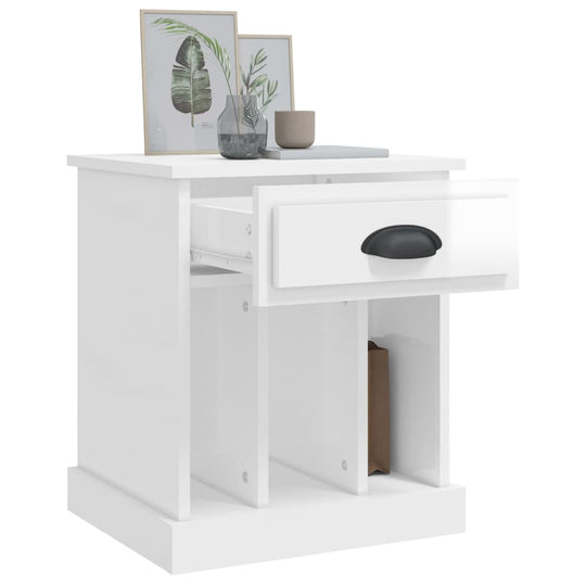 Bedside Cabinets 2 pcs High Gloss White 43x36x50 cm