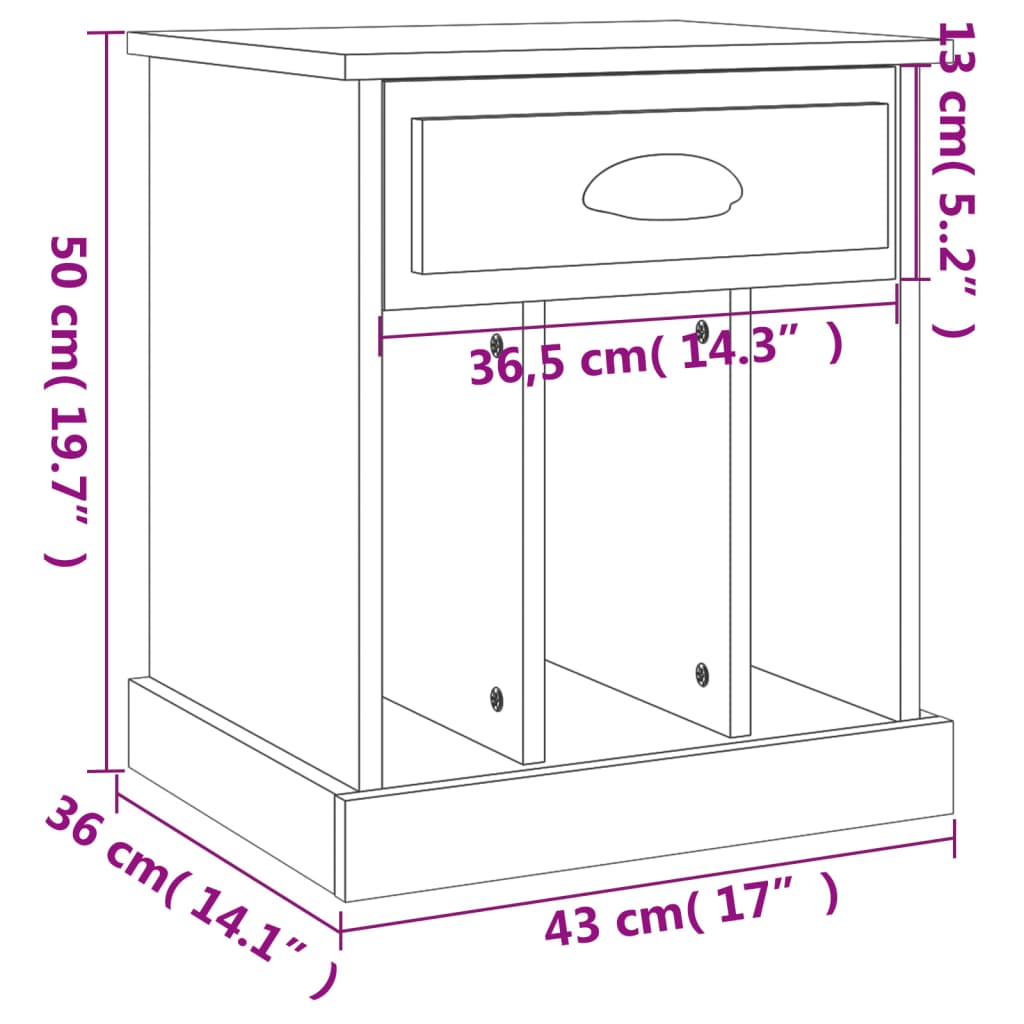 Bedside Cabinets 2 pcs Sonoma Oak 43x36x50 cm