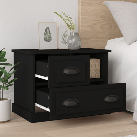 Bedside Cabinet Black 60x39x45 cm