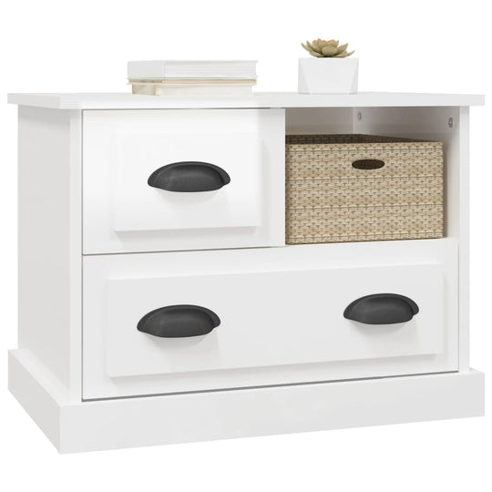 Bedside Cabinet High Gloss White 60x39x45 cm