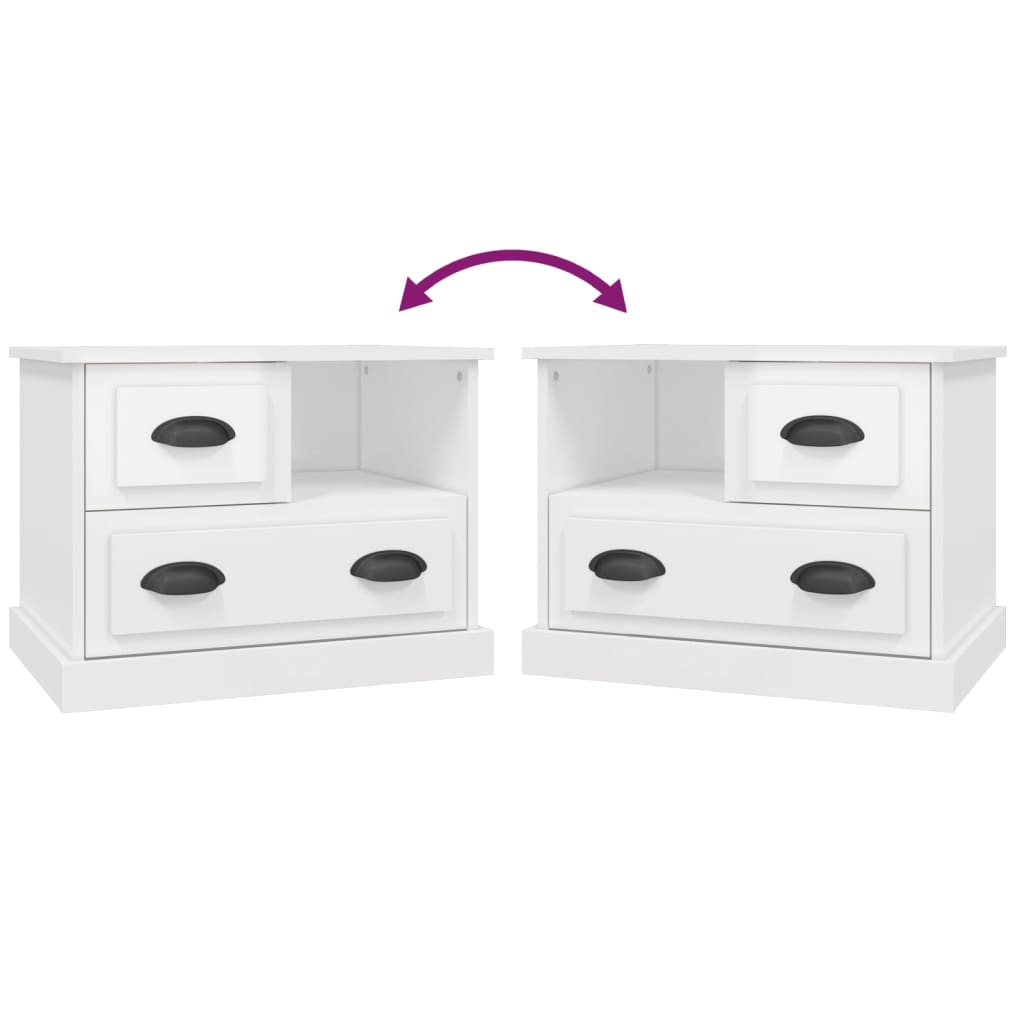 Bedside Cabinet High Gloss White 60x39x45 cm