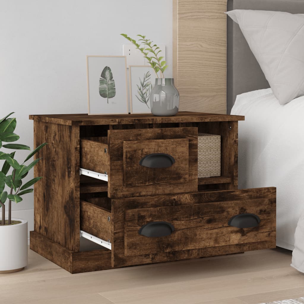 Bedside Cabinet Smoked Oak 60x39x45 cm