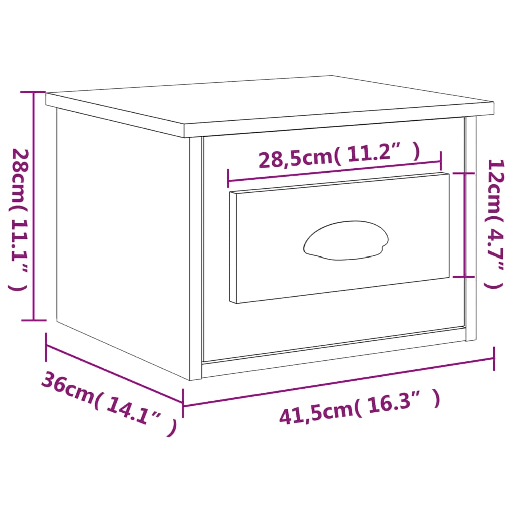 Wall-mounted Bedside Cabinets 2 pcs High Gloss White 41.5x36x28cm