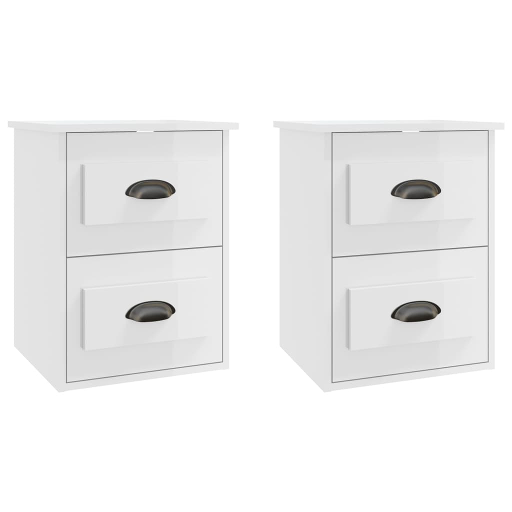 Wall-mounted Bedside Cabinets 2 pcs High Gloss White 41.5x36x53cm