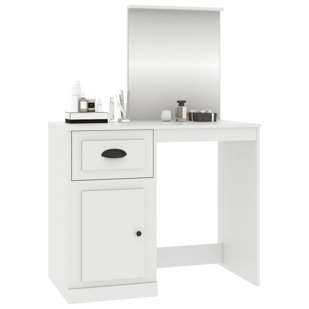 Dressing Table with Mirror White 90x50x132.5 cm Engineered Wood