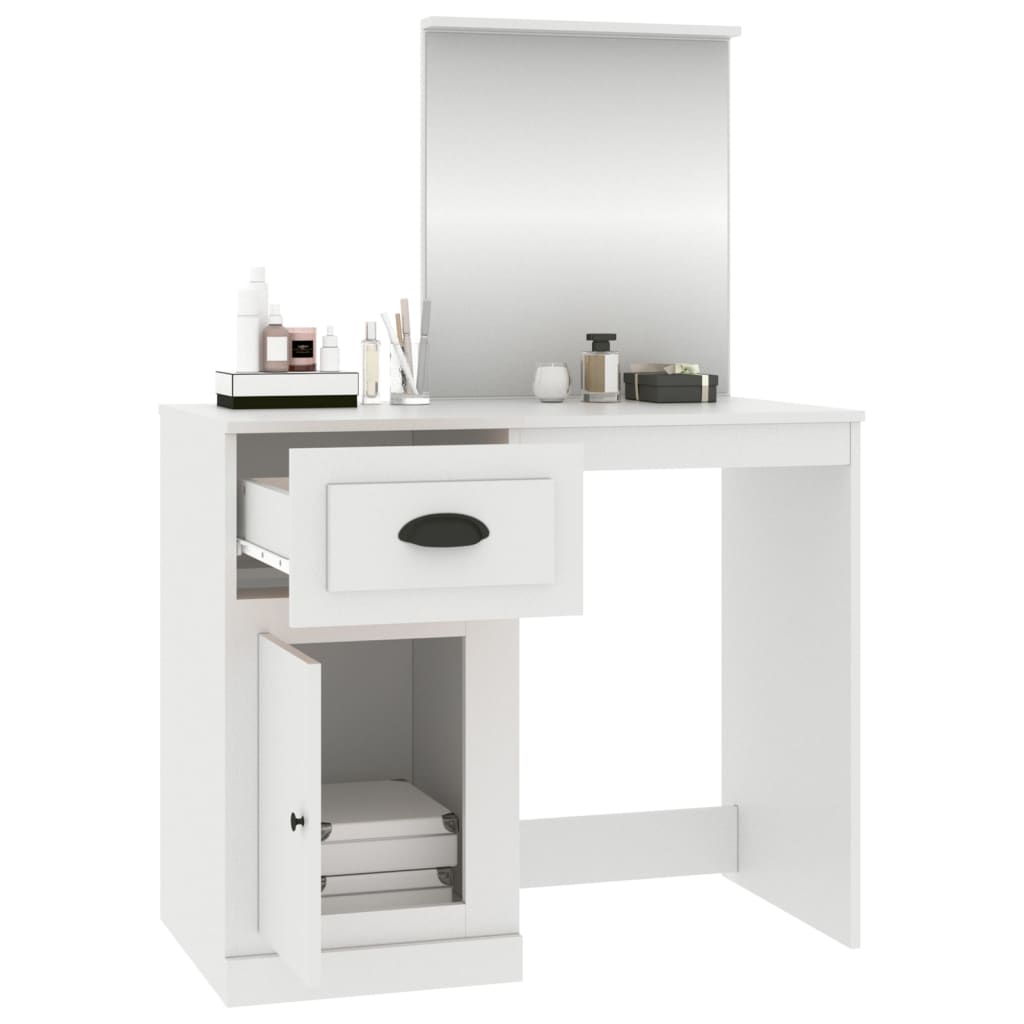 Dressing Table with Mirror White 90x50x132.5 cm Engineered Wood