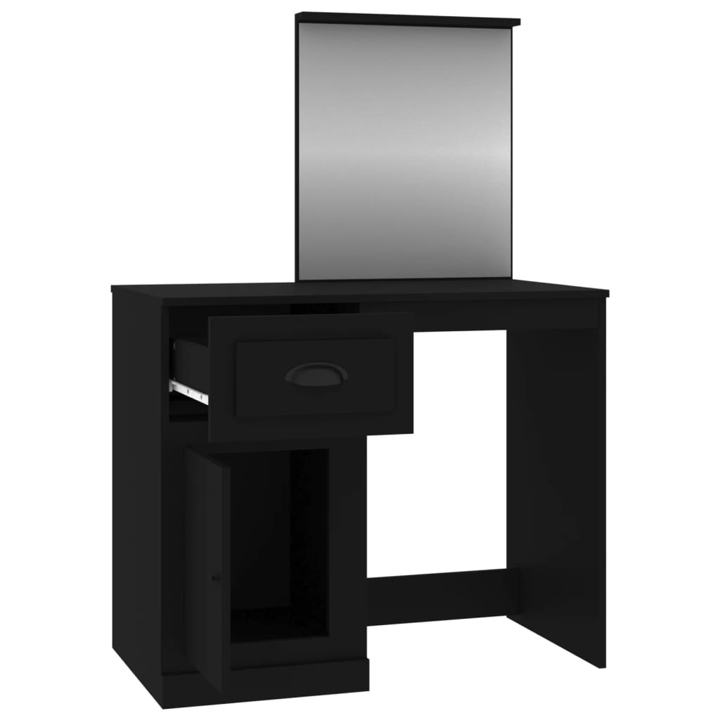 Dressing Table with Mirror Black 90x50x132.5 cm Engineered Wood