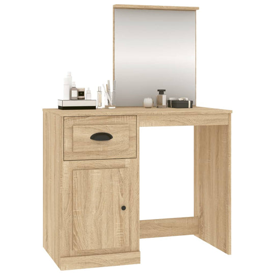 Dressing Table with Mirror Sonoma Oak 90x50x132.5 cm Engineered Wood