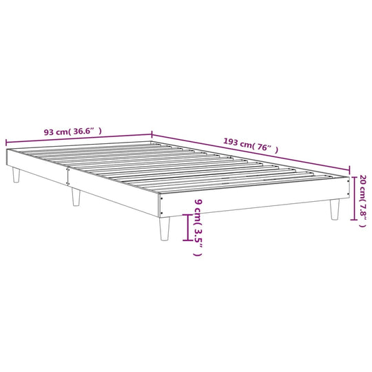 Bed Frame without Mattress Black 90x190 cm Engineered Wood