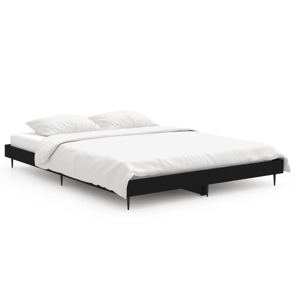 Bed Frame without Mattress Black 135x190 cm Engineered Wood