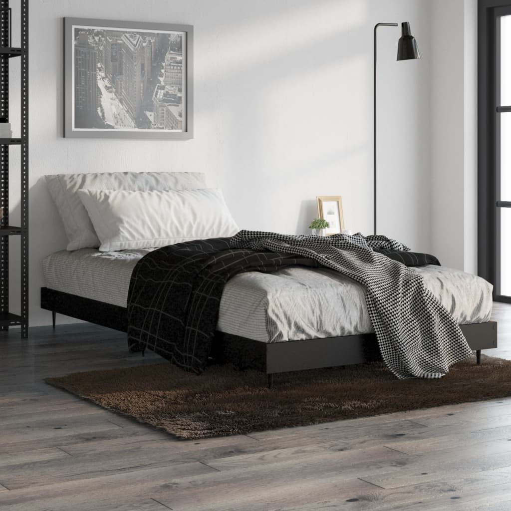 Bed Frame without Mattress Black 90x190 cm Engineered Wood